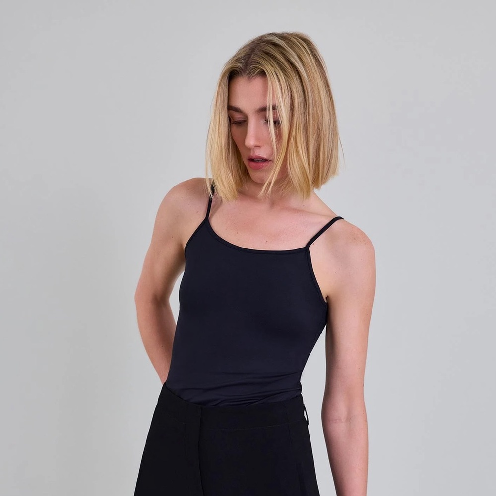 Anne Fontaine Cintia Camisole Size 38 Black Basic Capsule Casual Summer Spring